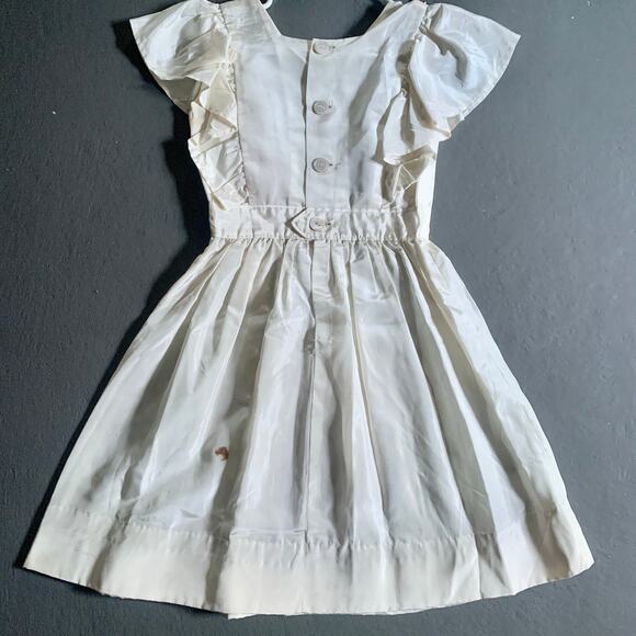 Vintage 1950s White Ruffle Jumper Dress with Apron Trim Handmade XS - Picture 8 of 13